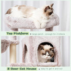 Gitelsnour Cat Tree, 43.3'' Cat Tower with Hammock for Kittens GCT004SMU | Cat Condo House for Small Indoor Cats, Basket, Scratching Post, Large Platform, Sturdy Steel Tube, Sisal Rope, Mushroom