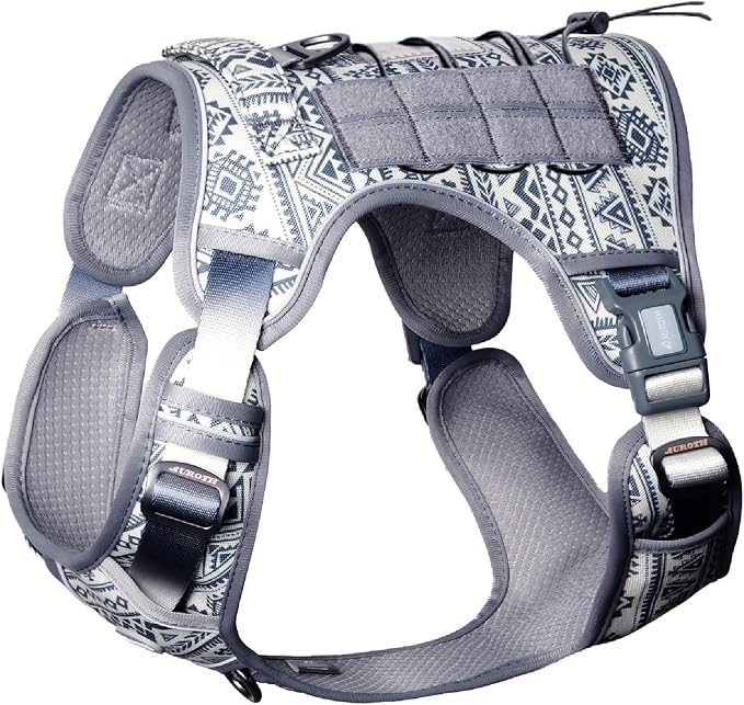 AUROTH Tactical Dog Harness for Large Dogs No Pull Adjustable Pet Harness Reflective K22 Working Training Easy Control Pet Vest Military Service Dog Harnesses