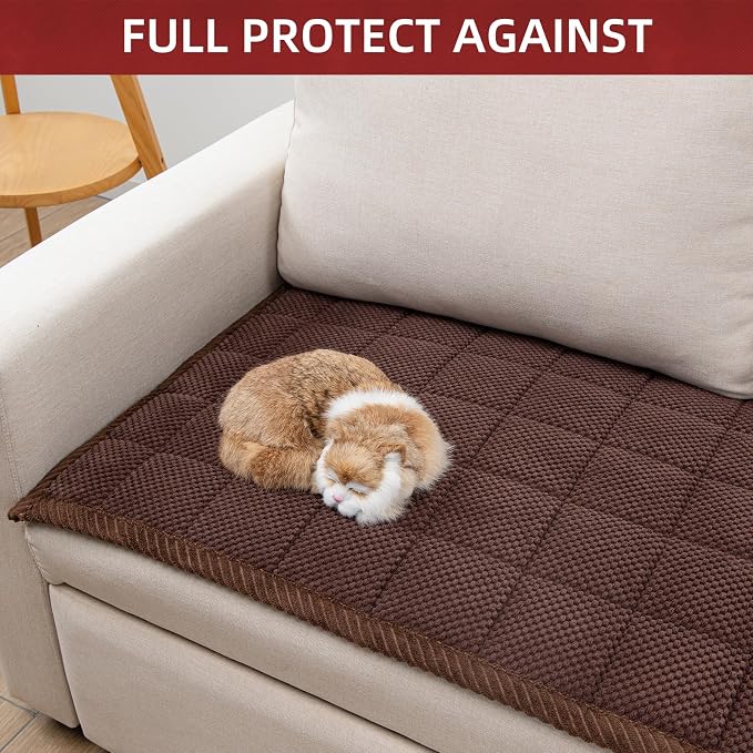 Pet Couch Covers,Couch Cover for Dogs Washable,Anti Slip Dog Sofa Covers Couch Protector Sofa Mat,Seat Cover,Dog Mat,Pet Pad for Furniture 1 Piece (Brown, 21''x63''/Rectangular)