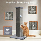 Cat Scratching Post for Indoor Cat, 32 Inch Large Cat Scratcher | Sisal Cat Scratcher with Sturdy Base for Cat Adults, Cat Scratch Post with Vertical Stretch Space, Dark Grey