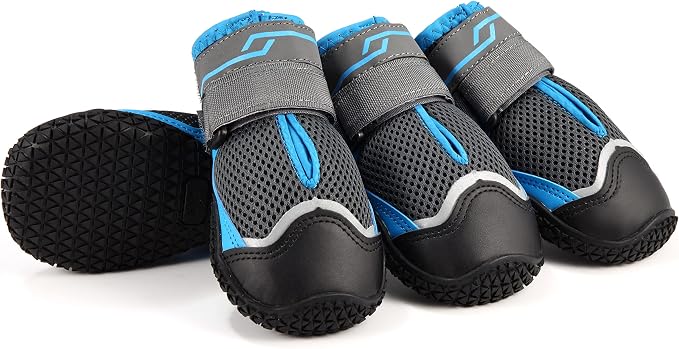 Dog Shoes for Hot Pavement Anti-Slip Dog Boots & Paw Protectors for Large Dogs Breathable Small Medium Large Dog Booties for Summer Hiking Outside Winter Snowy Day Dog Booties 4PCS