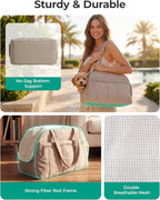 BAGSMART Dog Purse Carrier for Small Dogs Up to 15lbs Puppy Travel Tote Bag | Quilted Puffy Soft Sided Pet Handbag with Pockets, Collapsible Lightweight Portable with Safety Tether & Mat, Coffee brown