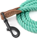Mile High Life Dog Leash Braided Cotton Rope with Leather-Reinforced Ends | Rust-proof 360° swivel clasp, Heavy-duty for medium/large breeds. Great for weddings, daily walks (4 FT, 1/2", Green)