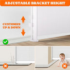 Pawtners Retractable Baby Gates Extra Wide, 41" Tall Extends up to 200" Wide, Dog Gate Indoor for Stairs, Pet Gate with Support Rods for Doorways Hallways Garage Indoor & Outdoor-White