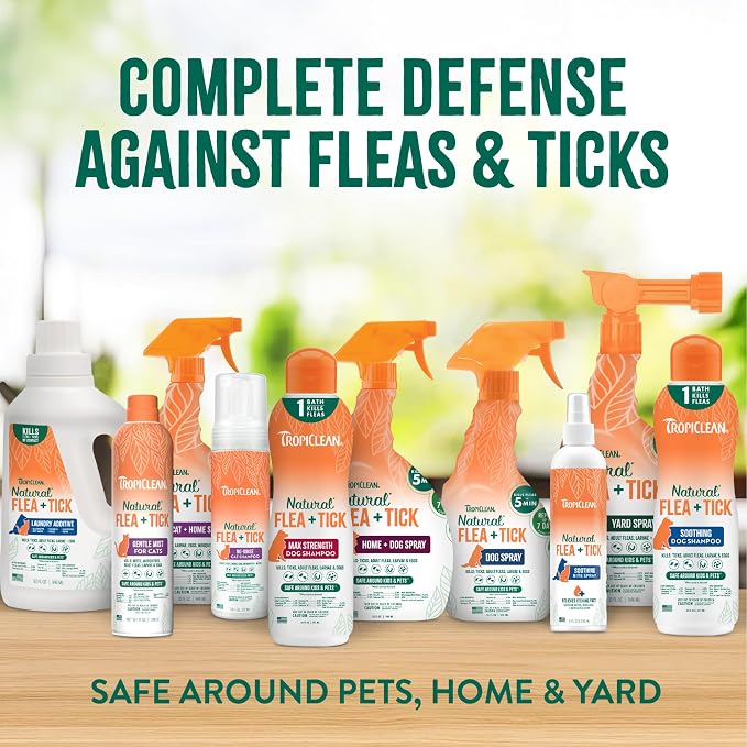 TropiClean Soothing Flea and Tick Shampoo for Dogs, Powerful & Natural Defense, for Large & Small Dogs, Made in USA, 20oz | Soothing Formula | Powerful & Natural Defense | For Large & Small Dogs | Made in USA