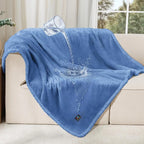 Luciphia Waterproof Blanket for Large Dog, Reversible Sherpa Couch Cover | waterproof pet blanket sherpa fleece reversible couch cover bed protector car from spills scratches, Blue 65" x 57"
