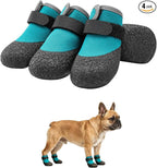 Dog Shoes for Hot Pavement - Breathable Mesh Dog Booties with Flexible Rubber Sole, Non-Slip Paw Protectors for Summer Heat & Slick Rain, for Goldens, Labradors, 4Pcs Blue-Black