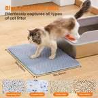 Cat Litter Mat, Double Layer Honeycomb Litter Box Mat | 24x18”, Efficient Litter Trapping, Easy to Clean, Waterproof, Non-Slip, Soft on Paws, Scratch Resistant, Blue, Large