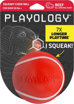 Playology Dog Toys | Squeaky Chew Ball for Large Dogs | Beef Scented Jumbo Dog Ball | Bouncy Floating Chew Toys for Fetch