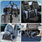 Petskd Small Pet Carrier 17" L x 11" W x 9.5" H Airline Approved, Blue | for Alaska Airlines, Lockable Safety Zippers and Anti-Scratch Mesh, Pets Under 10 lbs