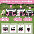 Sieidihit Dog Cat Pet Playpen Puppy Crate Cage Indoor Outdoor, Medium Pink | Nursing Rest Zone Recovering Pet Quarantine Room Portable Pop Up Easy to Set up lightweight Carrying Bag Wide applicability