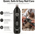 Pet Nail Grinder for Dogs and Cats, 2-Speed Electric Dog Nail Trimmer, Extral Steel Pet Nail Clipper, Rechargeable 2000mAh Nail Grinder for Small Medium Large Dogs with 2 LED Lights, Black