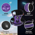 NESTROAD No Pull Dog Harness,Adjustable Oxford Dog Vest Harness with Leash,Reflective No-Choke Pet Harness with Easy Control Soft Handle for Small Dogs(Small,Purple)