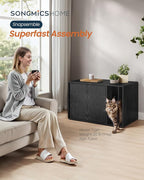 SONGMICS Home Cat Litter Box Enclosure, Particleboard Hidden Litter Furniture, Tool-Free Assembly, 31.5 x 19.7 x 19.7 Inch, Black Discreet Cat House, Kadin Collection UPCL013B03S