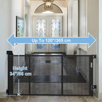 120 inches Extra Wide Baby Gate, 34 inches Tall Retractable Pet Gate for Large Openings, Hallways, Room Dividers, Mesh Safety Barrier for Indoor Outdoor Use, White