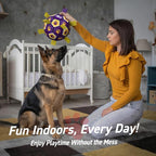 QDAN Extra Large Dog Toy Soccer Ball, Durable Dog Balls with Straps, 9 Inch | Herding Ball for Dogs Large, Interactive Dog Toys for Tug of War, Outside Water Toy, Training Soccer Balls >90 lbs Dogs
