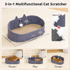 Cat Scratcher Bed for Indoor Cats 24.2 Inch Large Cardboard Cat Scratch Couch Felt Bed Cat Scratch Pad for Cat Scratching Post Board Scratchers Lounge House with Bell Ball Toys