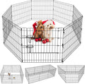 Puppy Pet Playpen 8 Panel 24 Inch Indoor Outdoor Metal Portable Folding Animal Exercise Dog Fence Ideal for Pet Animals Dog Cat Rabbit Breed Puppy (24" x 24" x 8) | Rustproof 8-panel metal playpen with door folds flat, sets up tool-free, and forms mult...