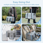 Petsfit Medium Expandable Cat Carrier for Air Travel, Up to 13 lb | 17 x 11 x 11 in; sized for Delta Air Lines, with locking zippers, a handy D-ring, large pocket and multi-side ventilation.