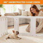 Acrylic Dog Playpen Indoor, Puppy Pens for Small Dogs & Puppies,15 Panels | Easy Assemble, DIY Flexible Shape Dog Pen with Plastic Fence, Pet Exercise Pin for Small Animals, 24''Tall