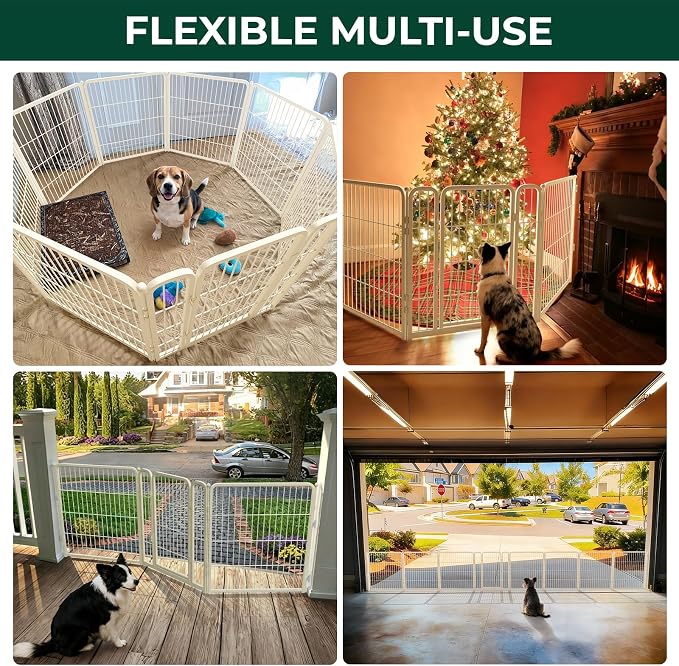 FXW Dog Gate, Extra Wide Adjustable for Openings Up to 111", 32" H | Flexible Space Control, Easy Walk-Through Access, 3 Panels + 1 Gate, For Small & Medium Dogs, Garage Use