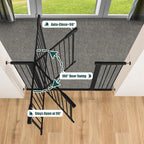 keny 36" Extra Tall Baby Gate for Doorways, Fits 29.7" to 46" Openings | Auto Close Pressured Mounted Dog Gate for Stairs, No Drilling Easy Install Pet Gate, Black