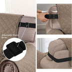 H.VERSAILTEX Reversible Sofa Cover for 3 Cushion Couch Water Resistant Couch Cover for Dogs Non Slip Furniture Protector Cover with Elastic Strap for Pet Cat(Oversized Sofa, Taupe Brown/Beige)