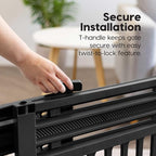 IRIS USA Pet Gate, Adjustable Width, Black | Room Separation, Walk-Through Design, Swing-Open Door, Hands-Free Operation, No Drilling Needed, One-Hand Open