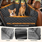Hard Bottom Dog Car Seat Cover, Back Seat Extender for Dogs Holds 500lbs | Honeycomb board, Waterproof, Non-slip dog hammock for car SUV, Fits most cars, Dog seat belt, Mesh window & 2 storage pockets