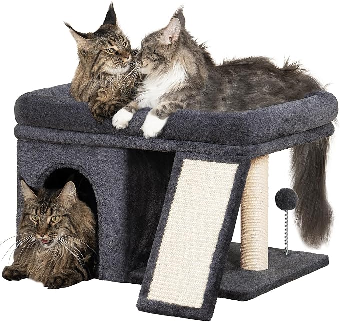 Aechonow XL Cat Tree Tower for Large Adult Cats 20 lbs+, 23x15.7 Perch Bed | Condo Cave for Indoor Medium Kittens, Sisal Scratchers, Extra Large