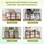 LZRS Clear Dog Gate for Indoor Use - Transparent Pet Fence with Solid Hardwood and Plastic Board, Stylish & Durable freestanding Pet Gate for Doorways, Stairs and Hallways-3 Panel Brown