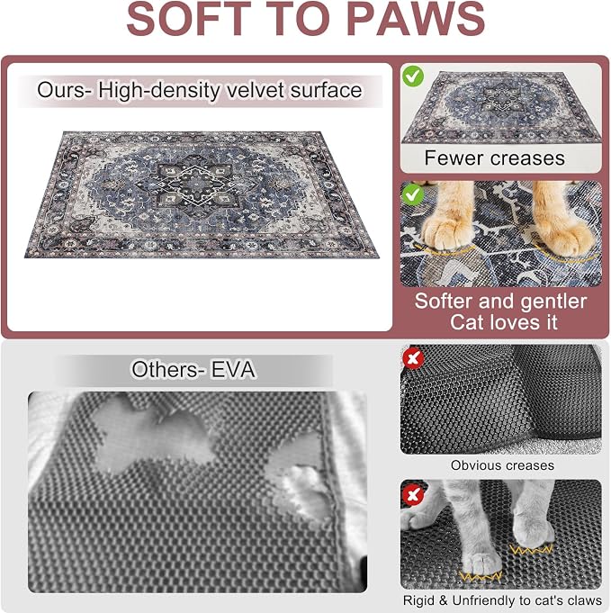 BEAUTYZOO Cat Litter Mat Large 32"x45" - Premium Waterproof Litter Trapping Mat with Non-Slip Backing, Cat Litter Box Mat Scatter Control for Floor, Machine Washable & Urine Proof, Soft for Kitty Paws
