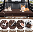 Dog Car Back Seat Bed Waterproof Non Slip Washable Pet Cover | Ultra-soft plush flannel pad soothes pet joint discomfort Vacuum compressed, heavy duty tear-resistant fabric(Brown)