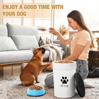 DoubleFill Extra Large 30 lb Metal Dog Food Storage Containers, White | Airtight Dog Treat Snack Jars with Lids and Spoon, Farmhouse Style Big Pet Cookie Storage Bin for Kitchen Counter, Set of 2