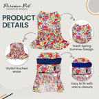 Parisian Pet Floral Dog Dress - 100% Cotton Summer Clothes for Medium Dogs Girl - Ruched Waist Pet Dress - Stylish Printed Beach Dog Outfit - Lightweight Puppy Clothes - Sleeveless Dresses for Dogs