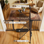 Mumeasy 29.7-48" Baby Gate for Stairs, Pressure Mounted Dog Gate for Doorways, Extra Wide Walk Thru Safety Pet Gate for Doors with Auto Close, Easy Install Child Gate for Hallway Indoor House, Brown