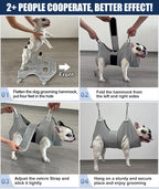 Kkiimatt Dog Grooming Hammock Harness, M-Large Dog Hammock for Nail Trim, Gray Dog Restraint for Nail Clipping,Dog Grooming Sling Thick Neck Support