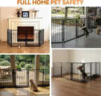 BFNN Chewproof Steel Dog Gate Indoor, 120" Extra Wide Freestanding Fence | Flexible Space Control | With Walk-Thru Door | 24" Tall Heavy Duty Barrier | Foldable | No Drill | For Small & Medium Puppy