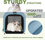 GAPZER Cat Carrier 18 x 11 x 11 Top Loading Soft Pet Travel Bag Over 15lbs | Portable Small Dog Puppy Car Travel Crate 10 lbs, Chihuahua Kennel Carry Case, Kitty Cloth Cage Medium Cat Under 25 lbs Blue