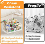 Dog Toy Bin Toy Basket Metal Storage Box with Handles Dog Organizer Chew-Proof White Dog Toy Box Blankets Leashes Chest Puppy Dog Toy Storage Container Home Decor Pet Toys Dog Cat