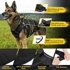 WINGOIN Black Tactical Dog Harness for Large Dogs, Heavy Duty No Pull Dog Harness with Handle, Adjustable Reflective Military K9 German Shepherd Big Size Dog Vest for Walking, Training, Hunting (L) | Heavy Duty with Handle,Adjustable Reflective,Militar...