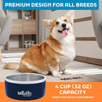 Master Pet Supply Stainless Steel Dog Bowls - 32 oz, Heavy Duty - Navy Blue, Double Wall Extra-Thick Insulated, Non-Slip Pet Water Bowl for Dogs, Cats & Pets, Anti Rust Metal, Dish Washer Safe