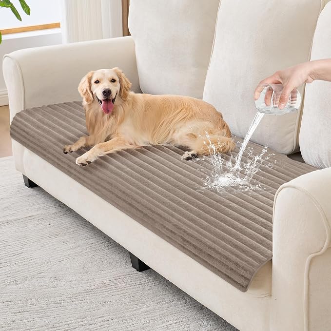 100% Waterproof Couch Covers for Dogs, 35"×70.9" Washable Couch Cover, Non Slip Sectional Couch Covers for 3 Cushion Sofa Cover Pet Friendly, Cat and Dog Couch Bed Cover- Khaki
