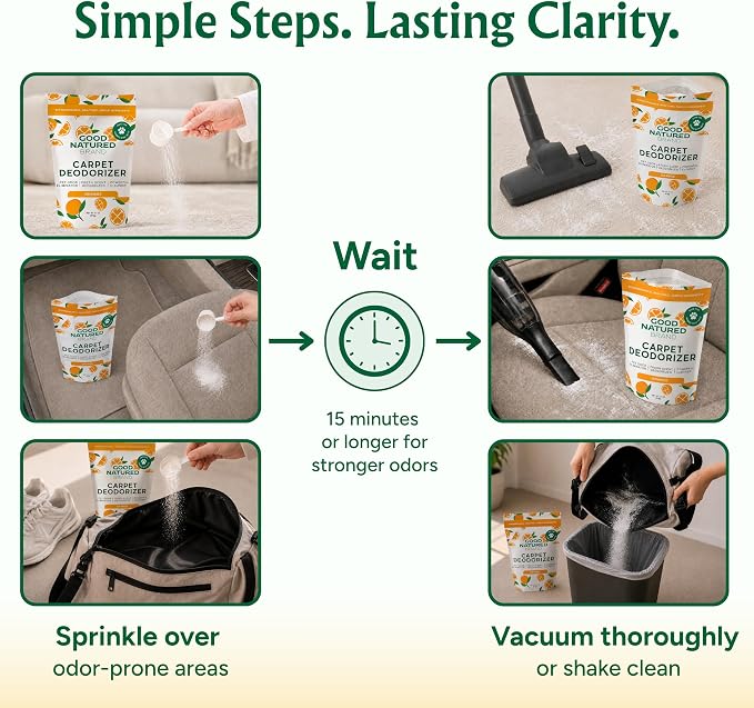 Good Natured Brand | Carpet Deodorizer & Freshener Powder | 31 oz Pet Odor Eliminator for Strong Odor & Pet Urine | Fresh Natural Sweet Orange Scent | Safe for Homes with Pets