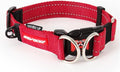 EzyDog Double Up Dog Collar, Strong Double D-Rings - Small, Red | Dual D-Rings for Superior Strength, Safety, and Comfort, Soft Touch Nylon Webbing, Reflective Stitching, Id Attachement Point