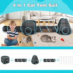 Outdoor Cat Enclosure, 9.45 ft Pop-Up Cat Tent with Tunnel Kit | 4-Piece Kit with 2 Tunnels, 33.86 x 11.81 in Tubes, Breathable Mesh, Pop-Up Setup, Storage Bag, DIY Layouts, Cats