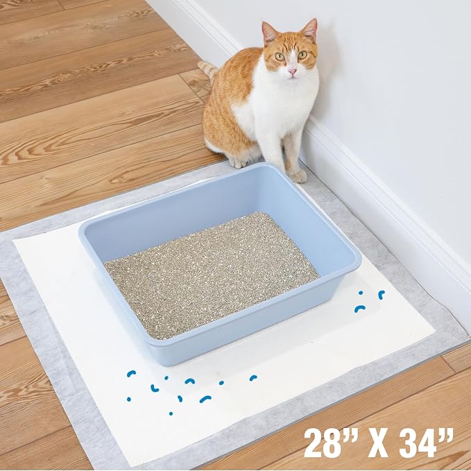 Four Paws Wee-Wee Cat Pads, Fresh Scent, 10 Count | Disposable litter box mats, great for under litter boxes, advanced odor control, fast absorption, litter tracking, 28" x 30"