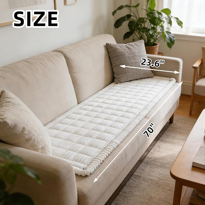 Dog Car Seat Cover, Pet Couch Covers for Car and Sofa,Non-Slip Backseat Pet Bed Mat, Machine Washable, Soft Plush Travel Seat Protector with Storage Bag (White,23.6''×70'')