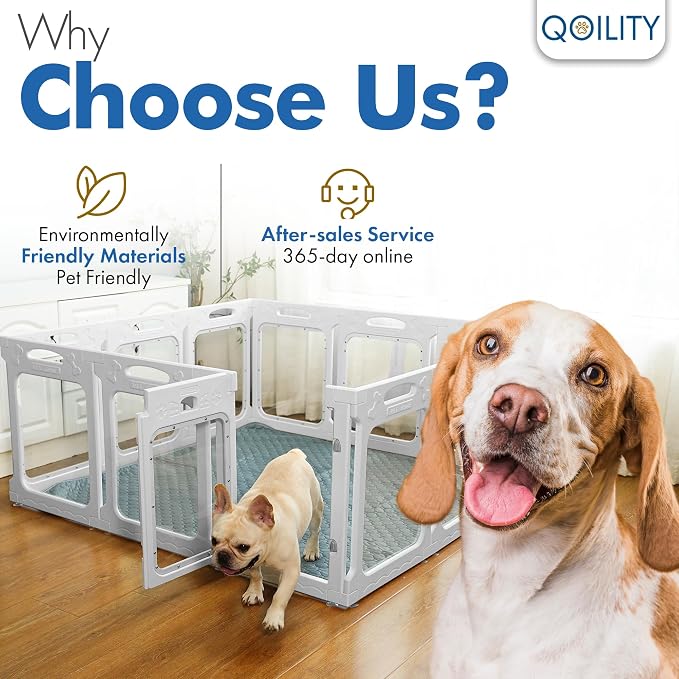 2 Room Acrylic Dog Playpen Indoor, Height 30", 14 Panels, Ideal for Small & Toy Dogs, White