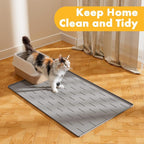 Pieviev Extra Large Silicone Litter Box Mat, Easy to Clean, 40'' x 28'' | Extra-Large Coverage Area Litter Mat, Soft on Kitty Paws, Grooves Reduce Waste, Raised Edges Trap Urine and Spills.